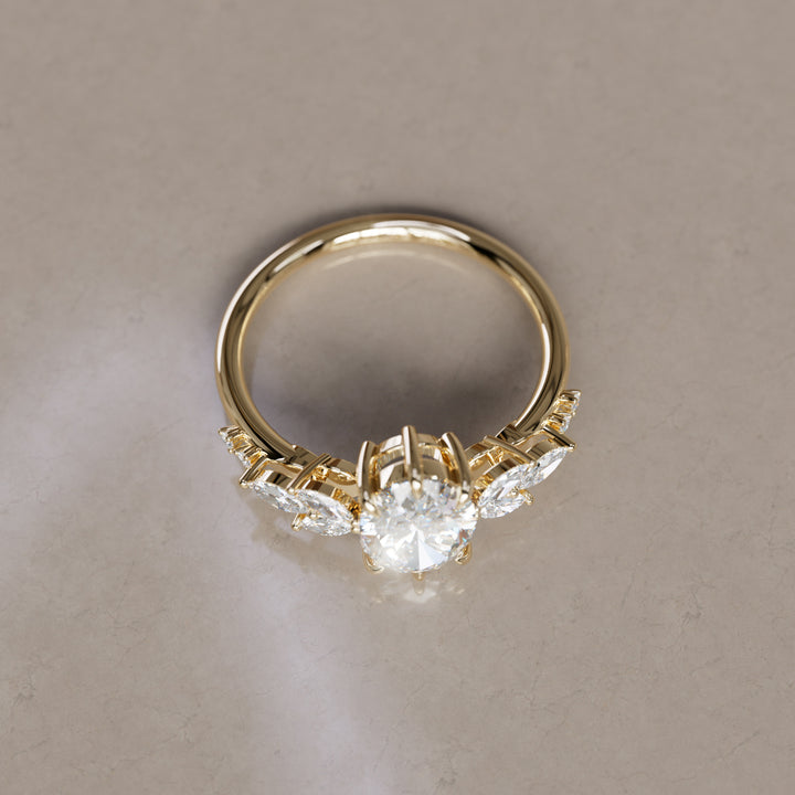 Calla Oval Lab Diamond Engagement Flower Ring Nature Inspired By Valley Rose