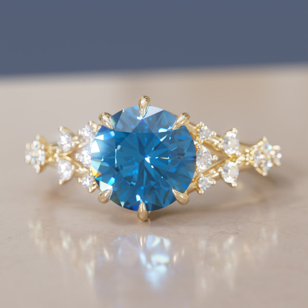 Callista Round Blue Sapphire Alternative Engagement Ring By Valley Rose