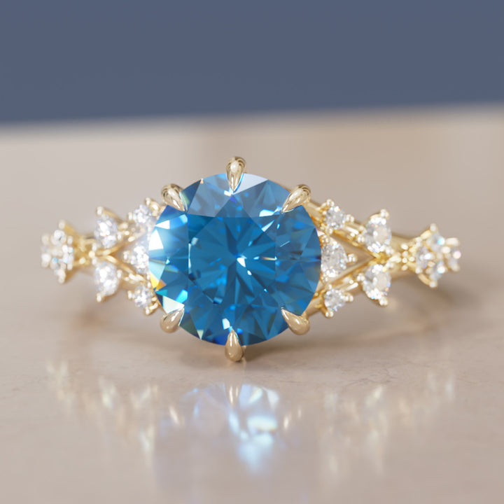 Callista Round Blue Sapphire Alternative Engagement Ring By Valley Rose