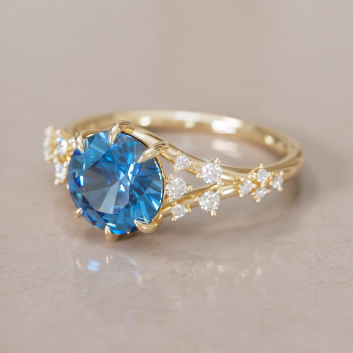 Callista Round Blue Sapphire Alternative Engagement Ring By Valley Rose