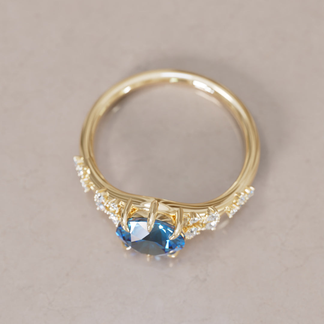 Callista Round Blue Sapphire Alternative Engagement Ring By Valley Rose