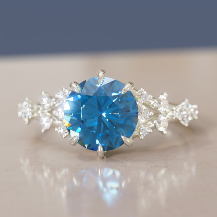 Callista Round Blue Sapphire Alternative Engagement Ring By Valley Rose