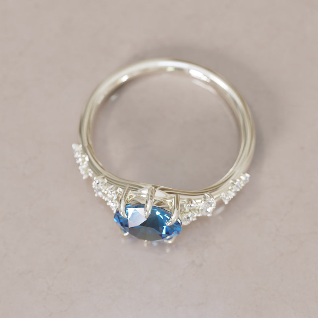 Callista Round Blue Sapphire Alternative Engagement Ring By Valley Rose