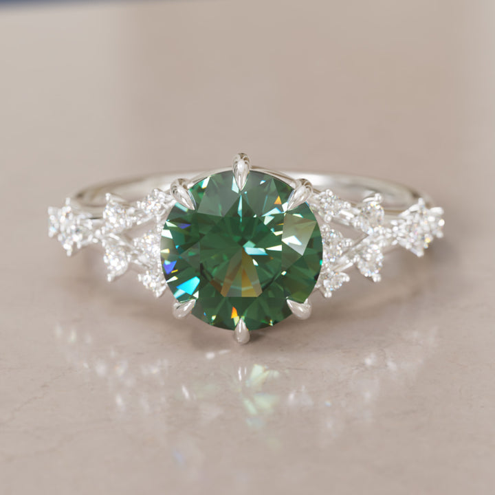 Callista Round Green Sapphire Alternative Engagement Ring By Valley Rose