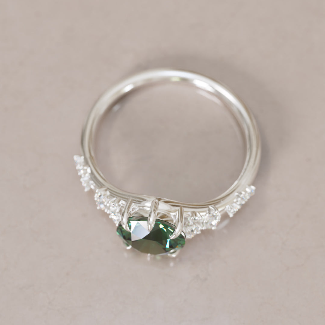 Callista Round Green Sapphire Alternative Engagement Ring By Valley Rose