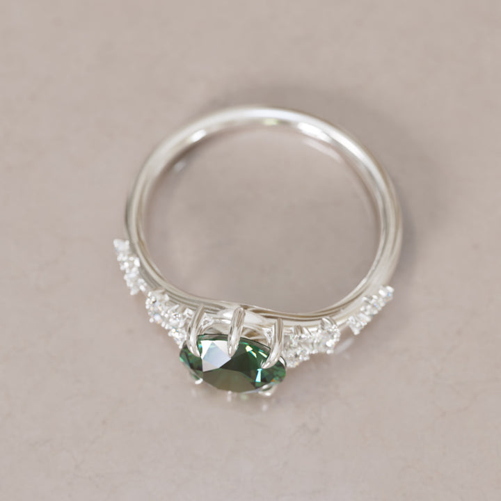 Callista Round Green Sapphire Alternative Engagement Ring By Valley Rose