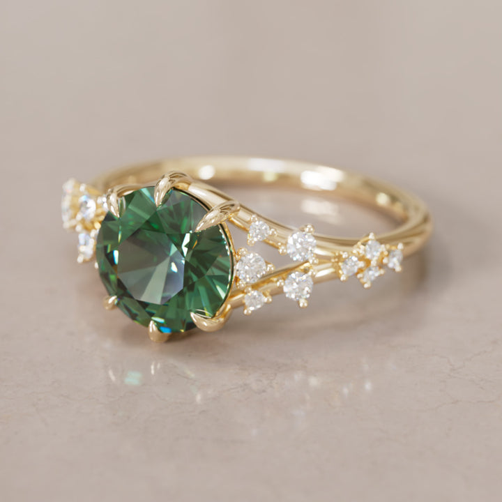 Callista Round Green Sapphire Alternative Engagement Ring By Valley Rose