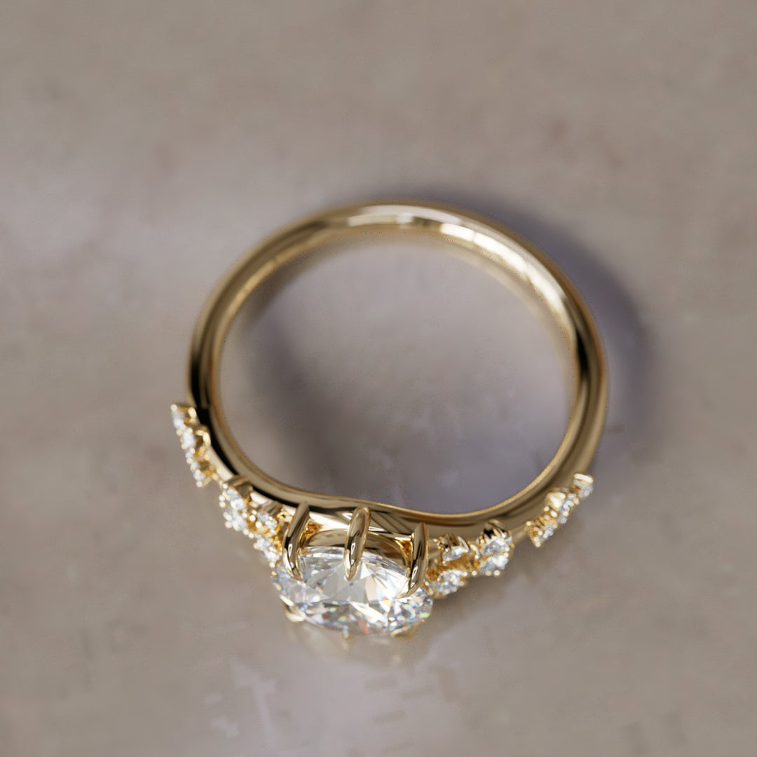 Callista Round Lab Diamond Unique Vintage Engagement Ring By Valley Rose