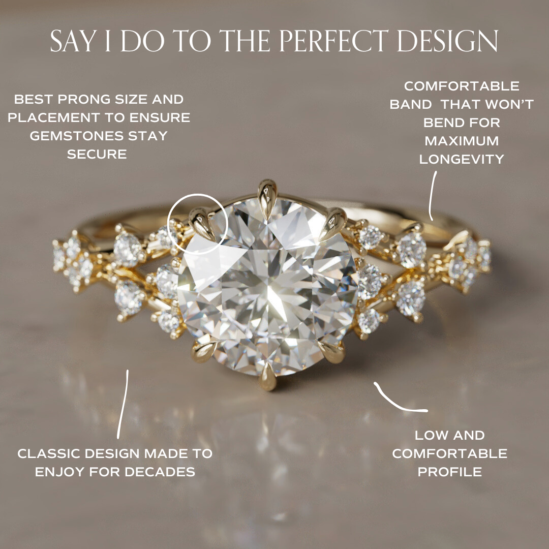 Callista Round Lab Diamond Unique Vintage Engagement Ring By Valley Rose