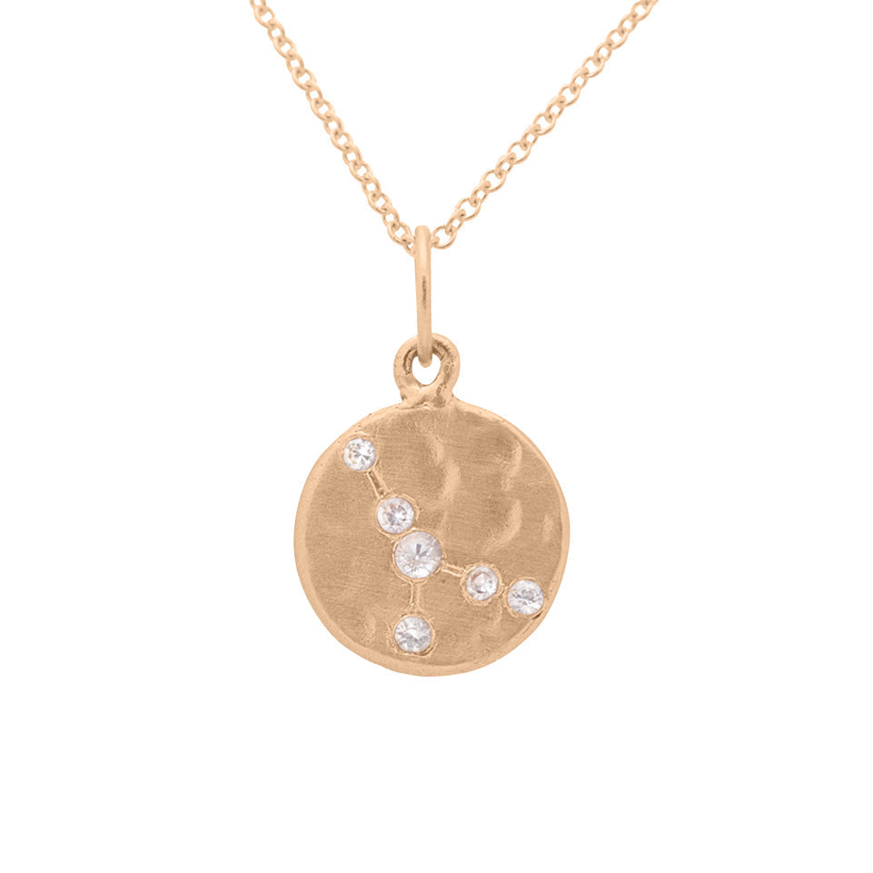 Cancer Zodiac Astrology Charm - Diamond Gold Constellation Pendant Lab Diamond By Valley Rose Ethical Jewelry