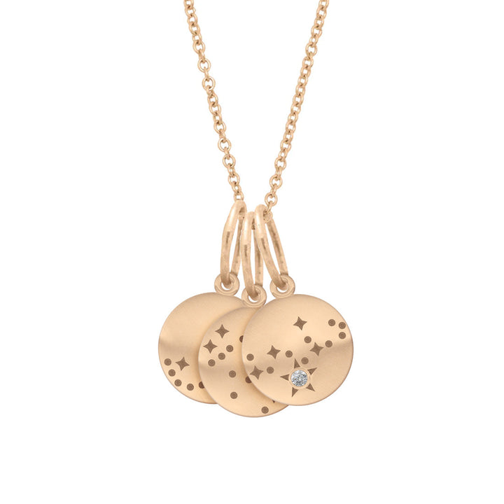 Capricorn Zodiac Astrology Charm - Diamond Gold Constellation Coin Pendant Lab Diamond By Valley Rose Ethical Jewelry