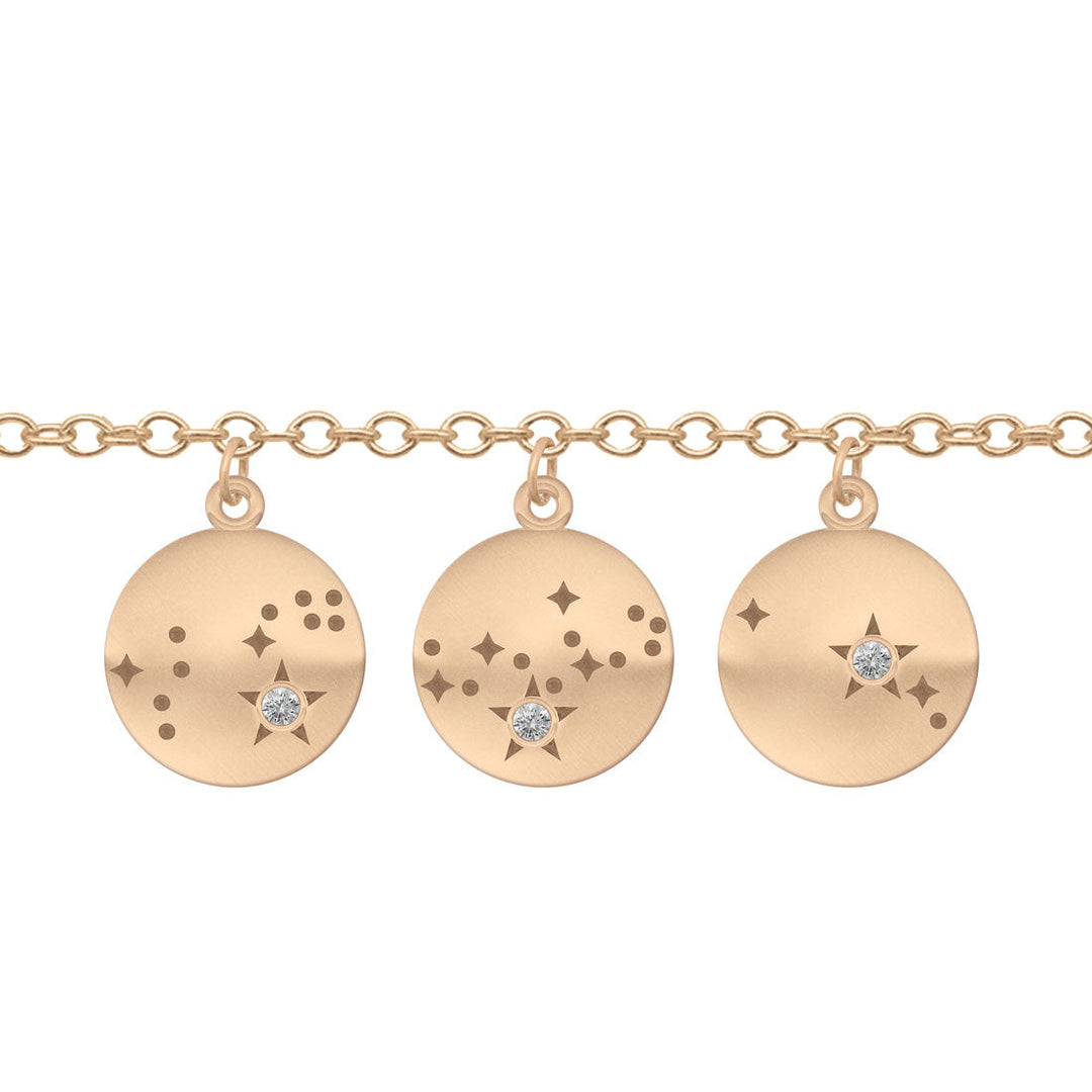 Capricorn Zodiac Astrology Charm - Diamond Gold Constellation Coin Pendant Lab Diamond By Valley Rose Ethical Jewelry