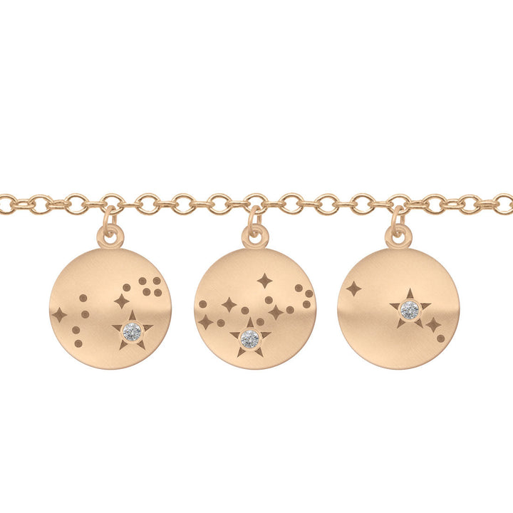 Capricorn Zodiac Astrology Charm - Diamond Gold Constellation Coin Pendant Lab Diamond By Valley Rose Ethical Jewelry