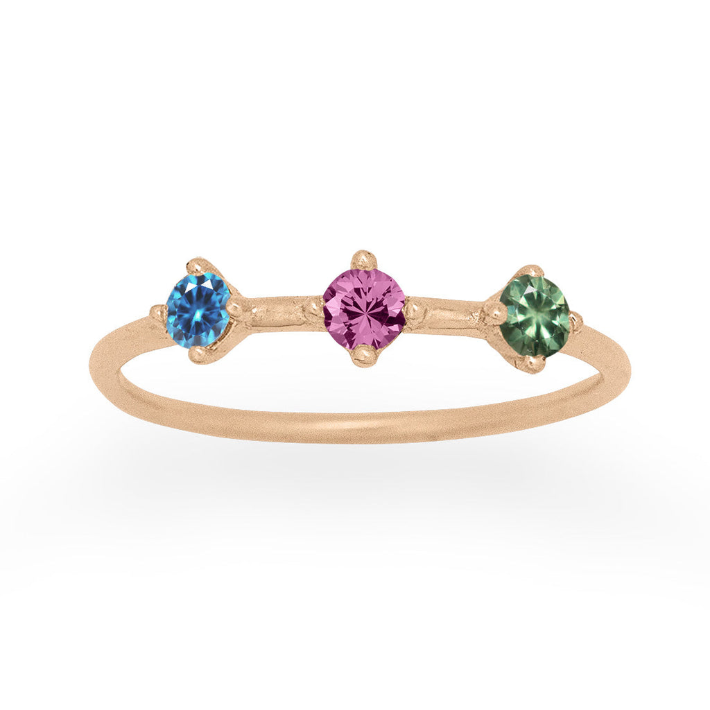 Capricorn Zodiac Celestial Orion Constellation Gemstone Ring with Birthstones By Valley Rose