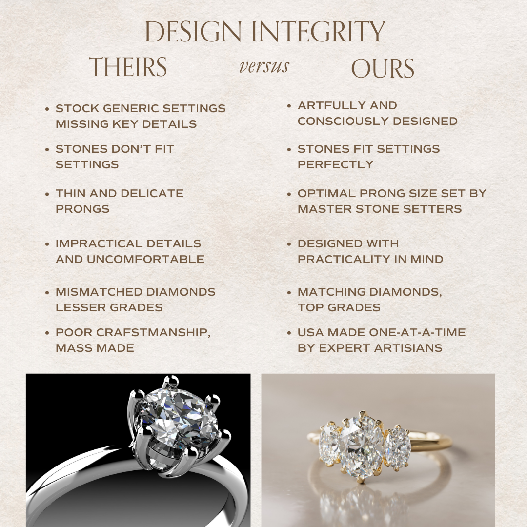 Three Stone Oval Lab Created Diamond Ethical Engagement Ring By Valley Rose