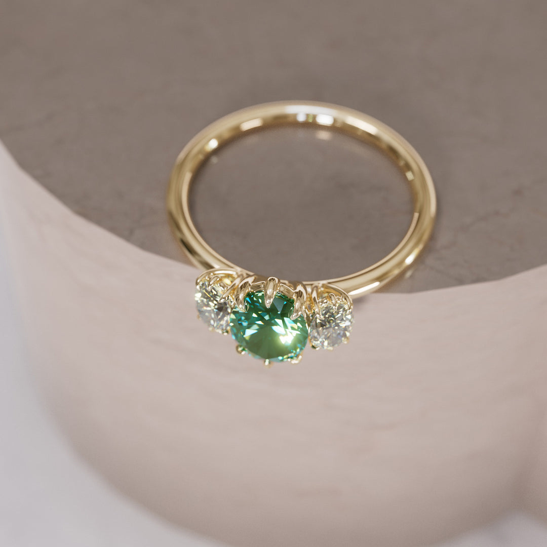 Unique Oval Green Sapphire Engagement Ring with Diamonds By Valley Rose