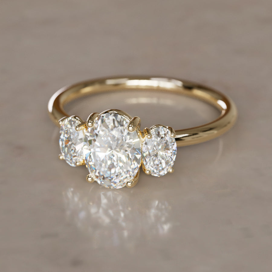 Three Stone Oval Lab Created Diamond Ethical Engagement Ring – Valley Rose