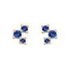 Blue Sapphire and Gold Cluster Earrings - Unique Celestial Three Stone Studs Single By Valley Rose Ethical Jewelry