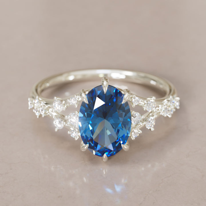 Celestia Oval Blue Sapphire Alternative Engagement Ring By Valley Rose