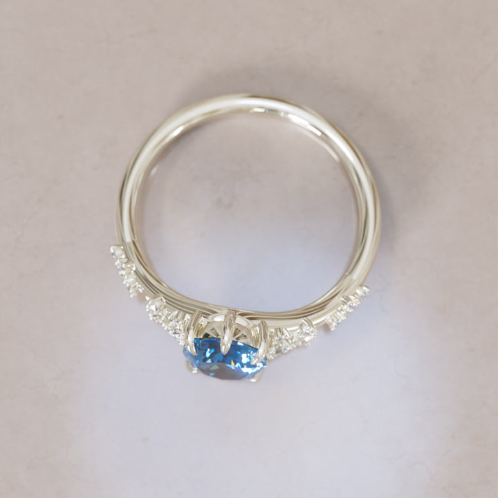 Celestia Oval Blue Sapphire Alternative Engagement Ring By Valley Rose