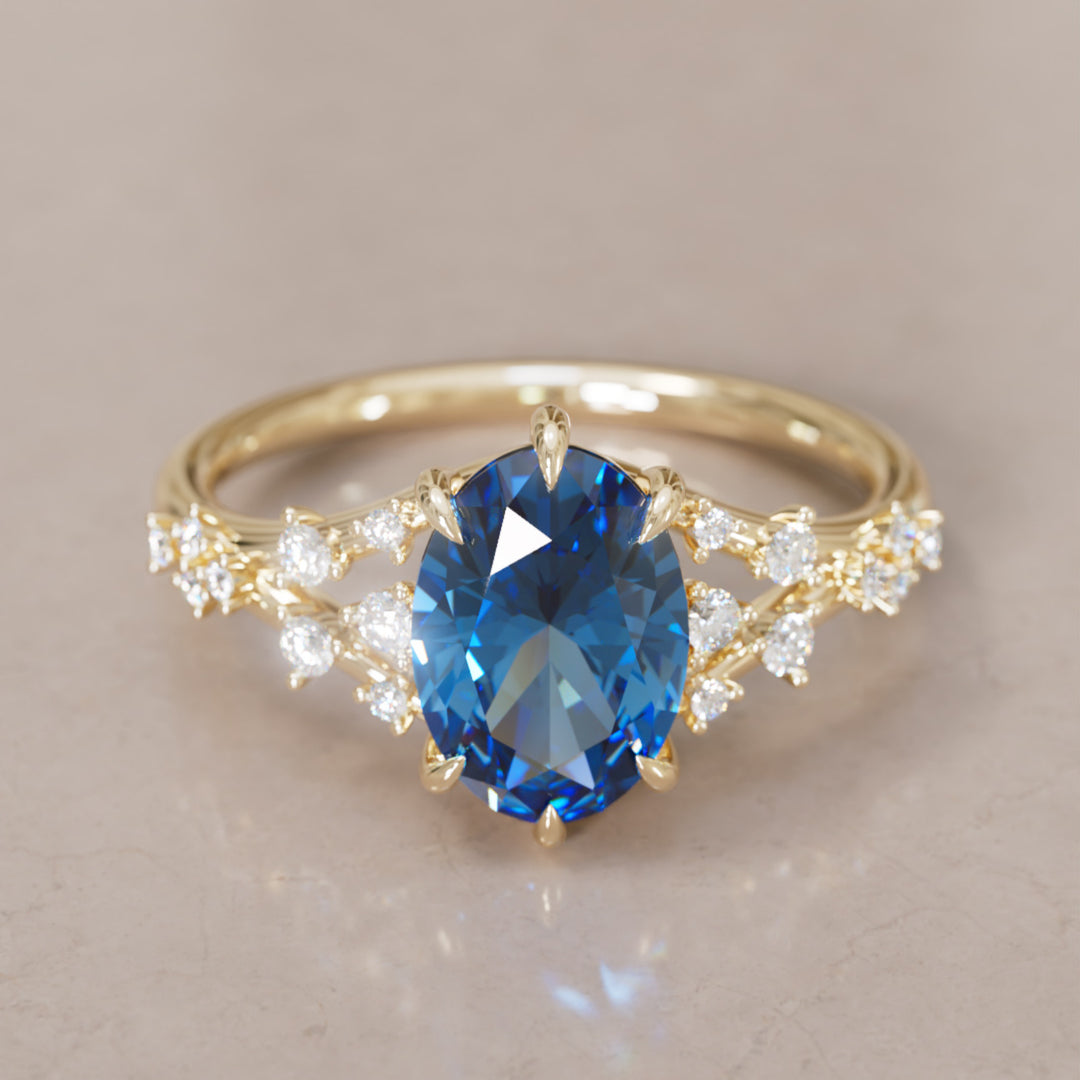 Celestia Oval Blue Sapphire Alternative Engagement Ring By Valley Rose