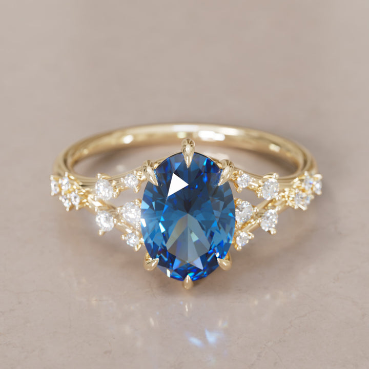 Celestia Oval Blue Sapphire Alternative Engagement Ring By Valley Rose