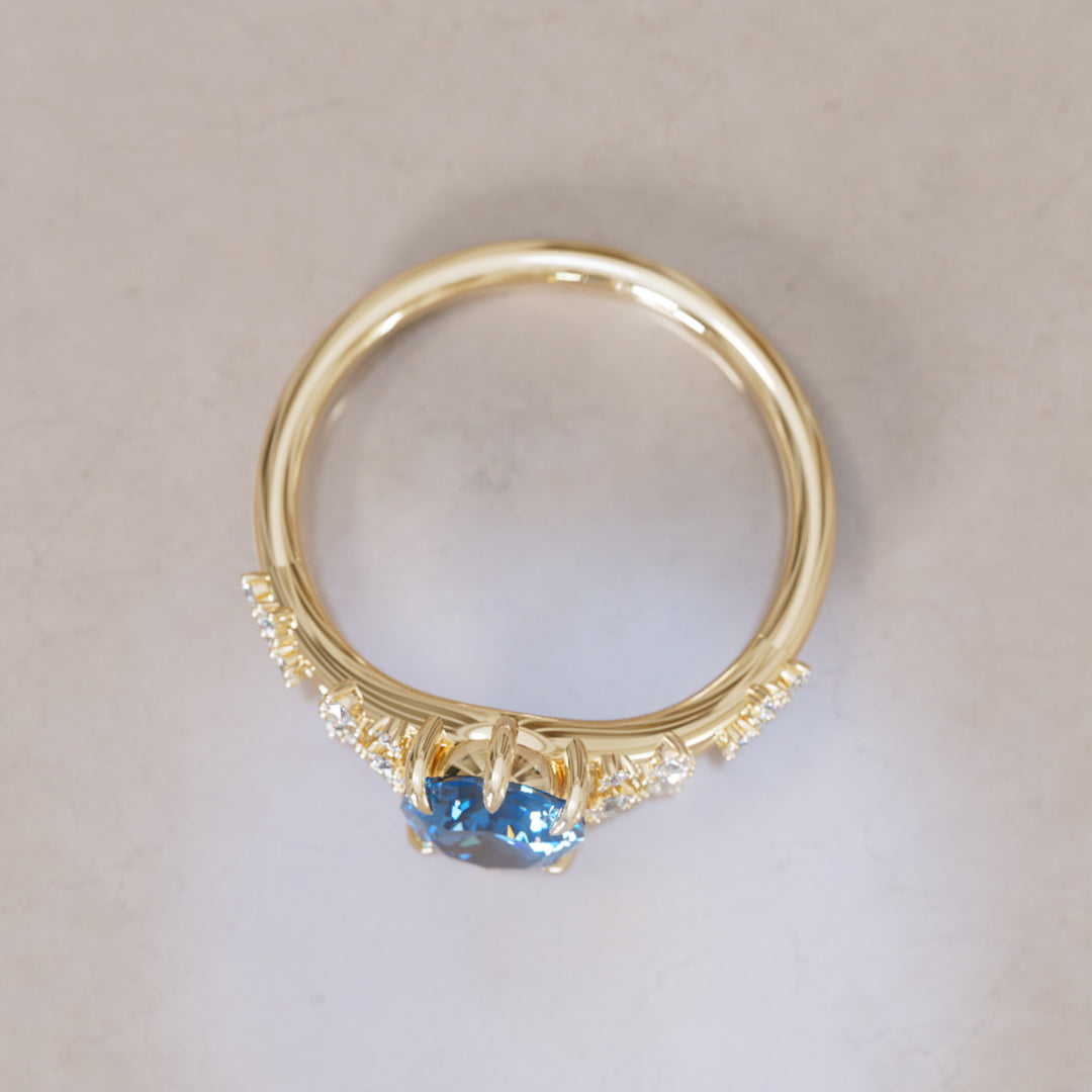 Celestia Oval Blue Sapphire Alternative Engagement Ring By Valley Rose