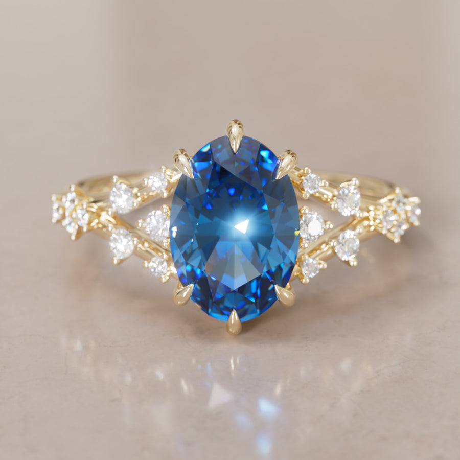 Celestia Oval Blue Sapphire Alternative Engagement Ring By Valley Rose