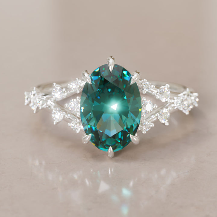 Celestia Oval Teal Sapphire Alternative Engagement Ring By Valley Rose