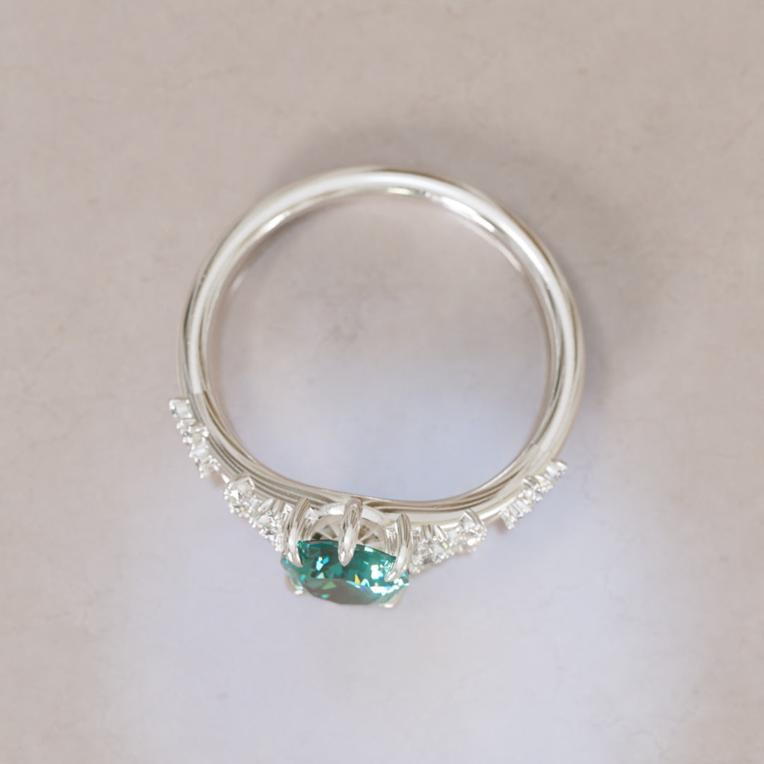 Celestia Oval Teal Sapphire Alternative Engagement Ring By Valley Rose
