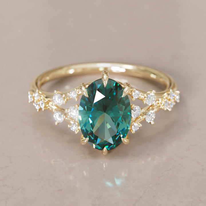 Celestia Oval Teal Sapphire Alternative Engagement Ring By Valley Rose