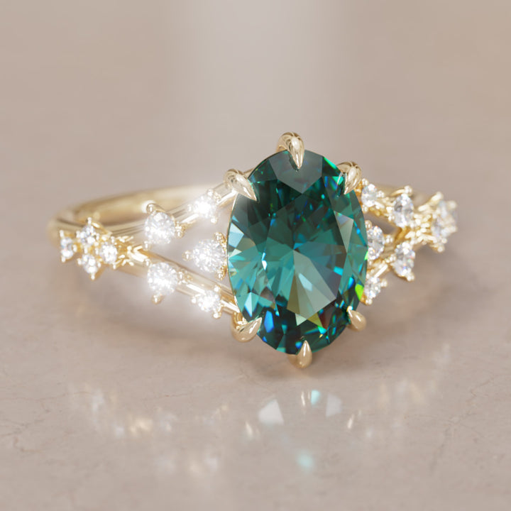 Celestia Oval Teal Sapphire Alternative Engagement Ring By Valley Rose