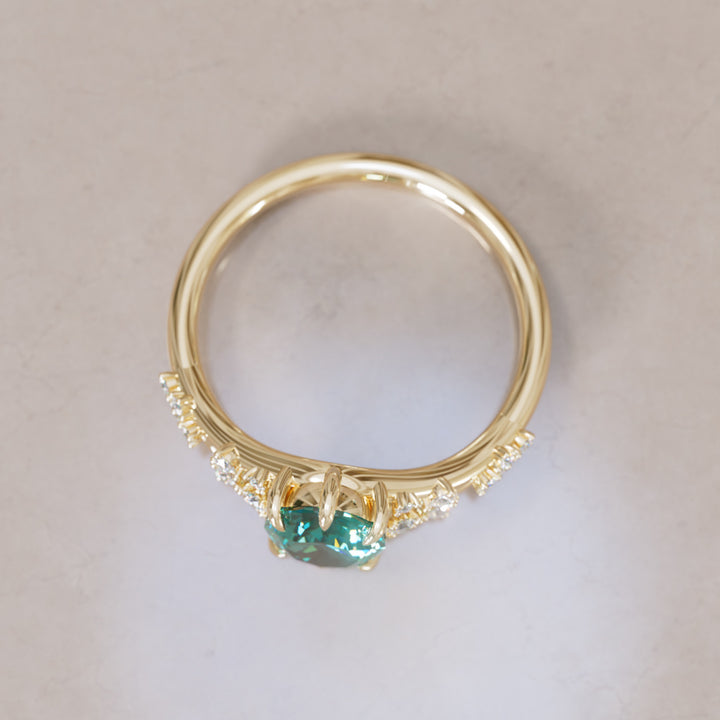 Celestia Oval Teal Sapphire Alternative Engagement Ring By Valley Rose