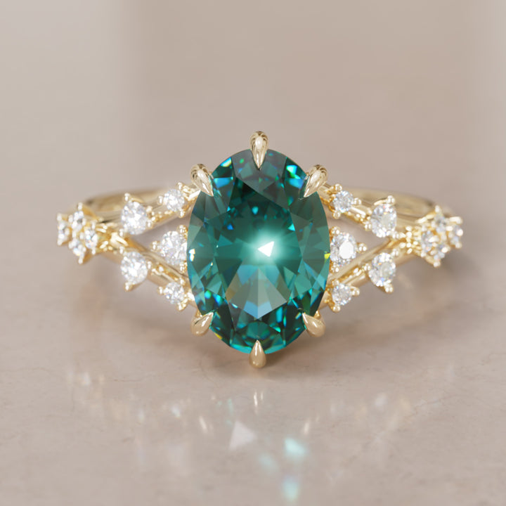 Celestia Oval Teal Sapphire Alternative Engagement Ring By Valley Rose