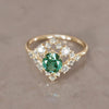 Celestial Engagement Ring Diamond Sapphire with 2ct Oval Green Sapphire and Halo By Valley Rose