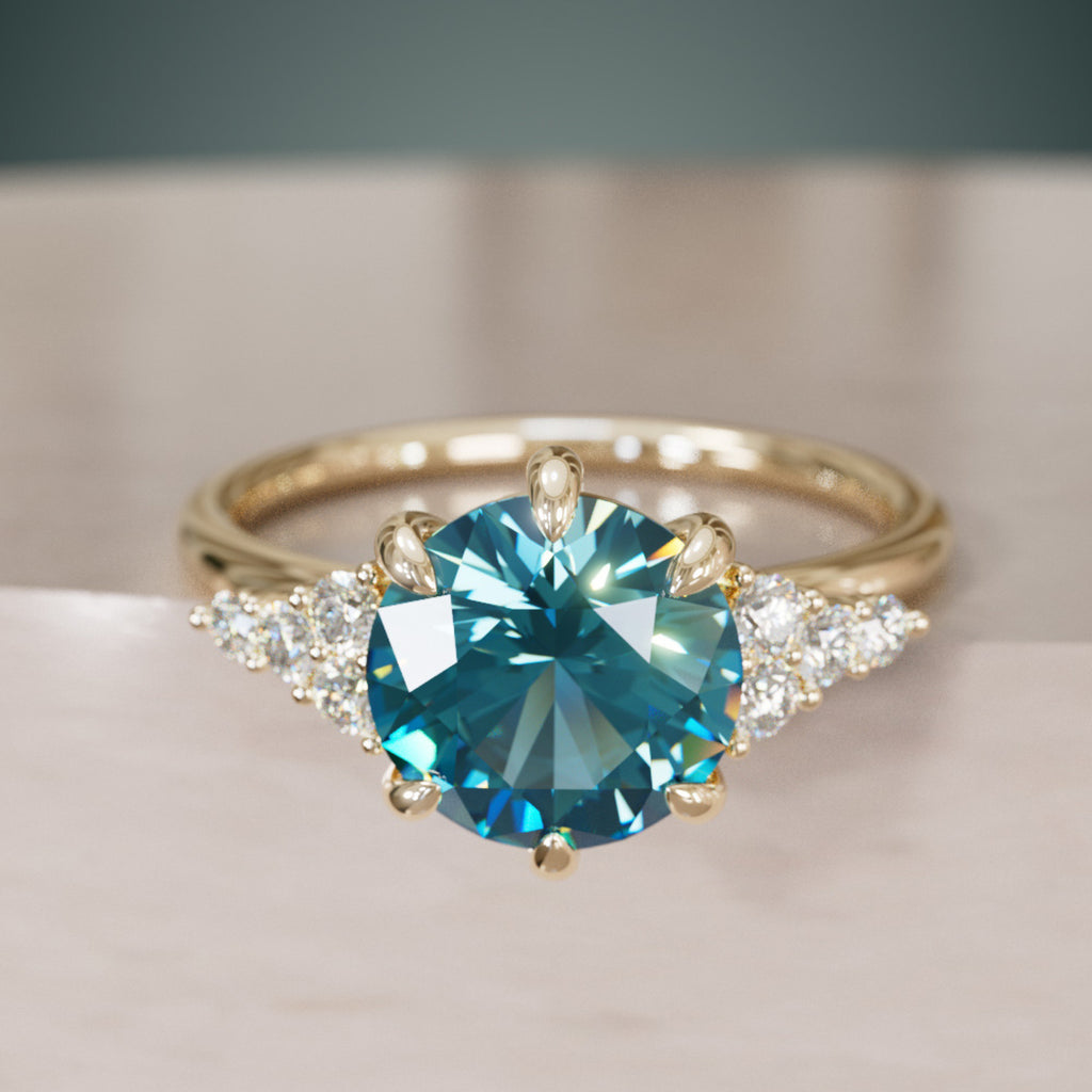 Celestial engagement ring Nature Inspired with Blue Sapphire By Valley Rose