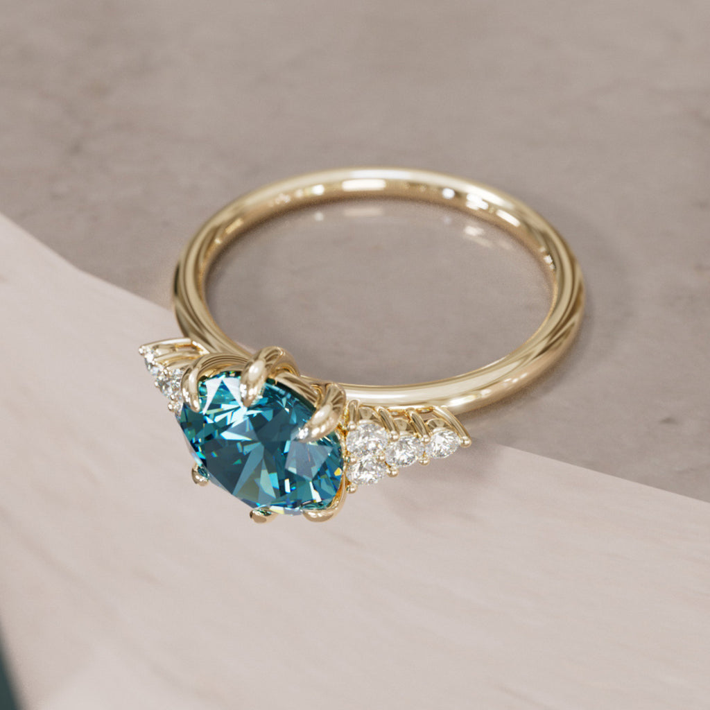 Celestial engagement ring Nature Inspired with Blue Sapphire By Valley Rose