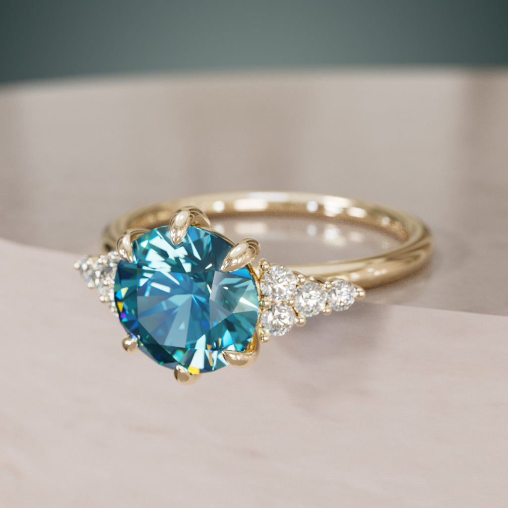 Celestial engagement ring Nature Inspired with Blue Sapphire By Valley Rose