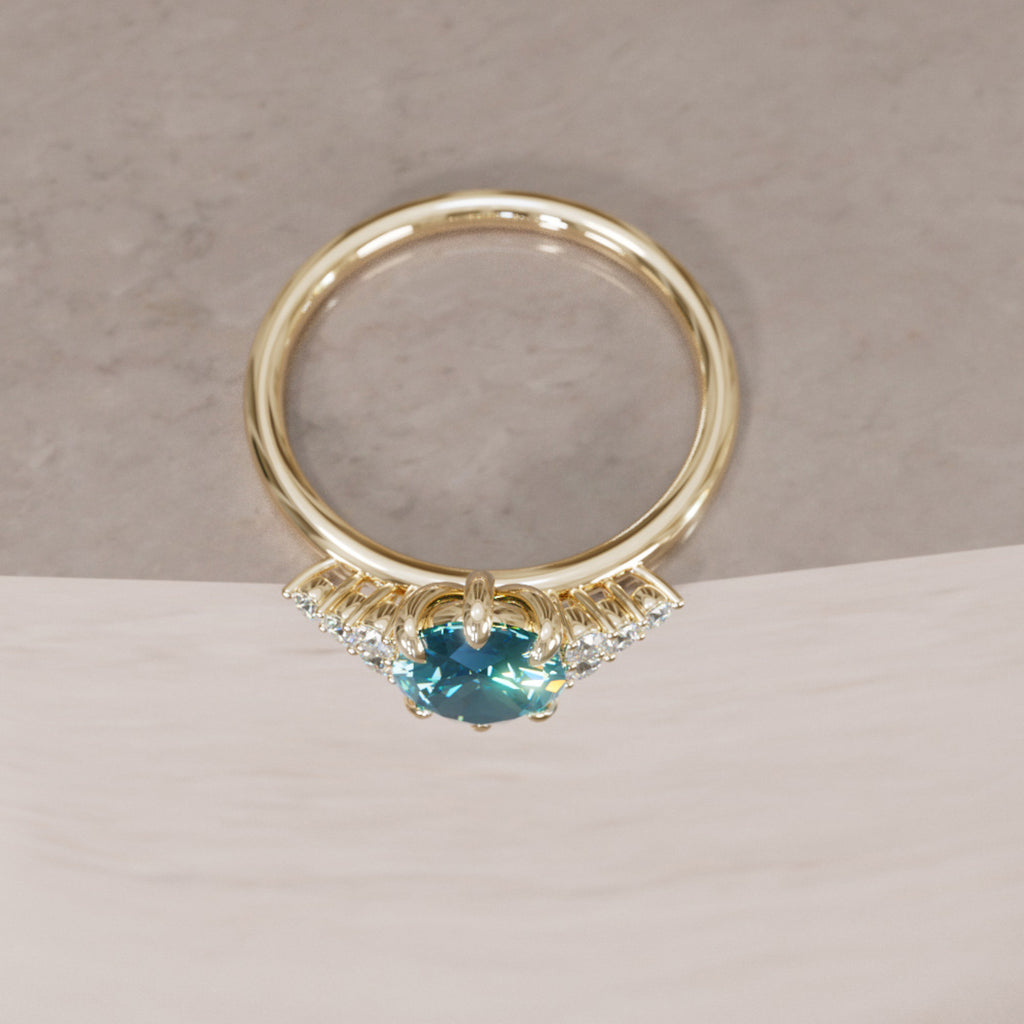 Celestial engagement ring Nature Inspired with Blue Sapphire By Valley Rose