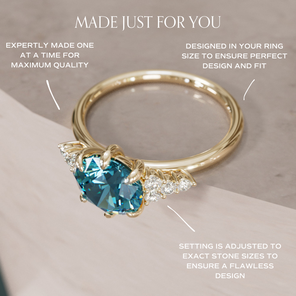 Celestial engagement ring Nature Inspired with Blue Sapphire By Valley Rose