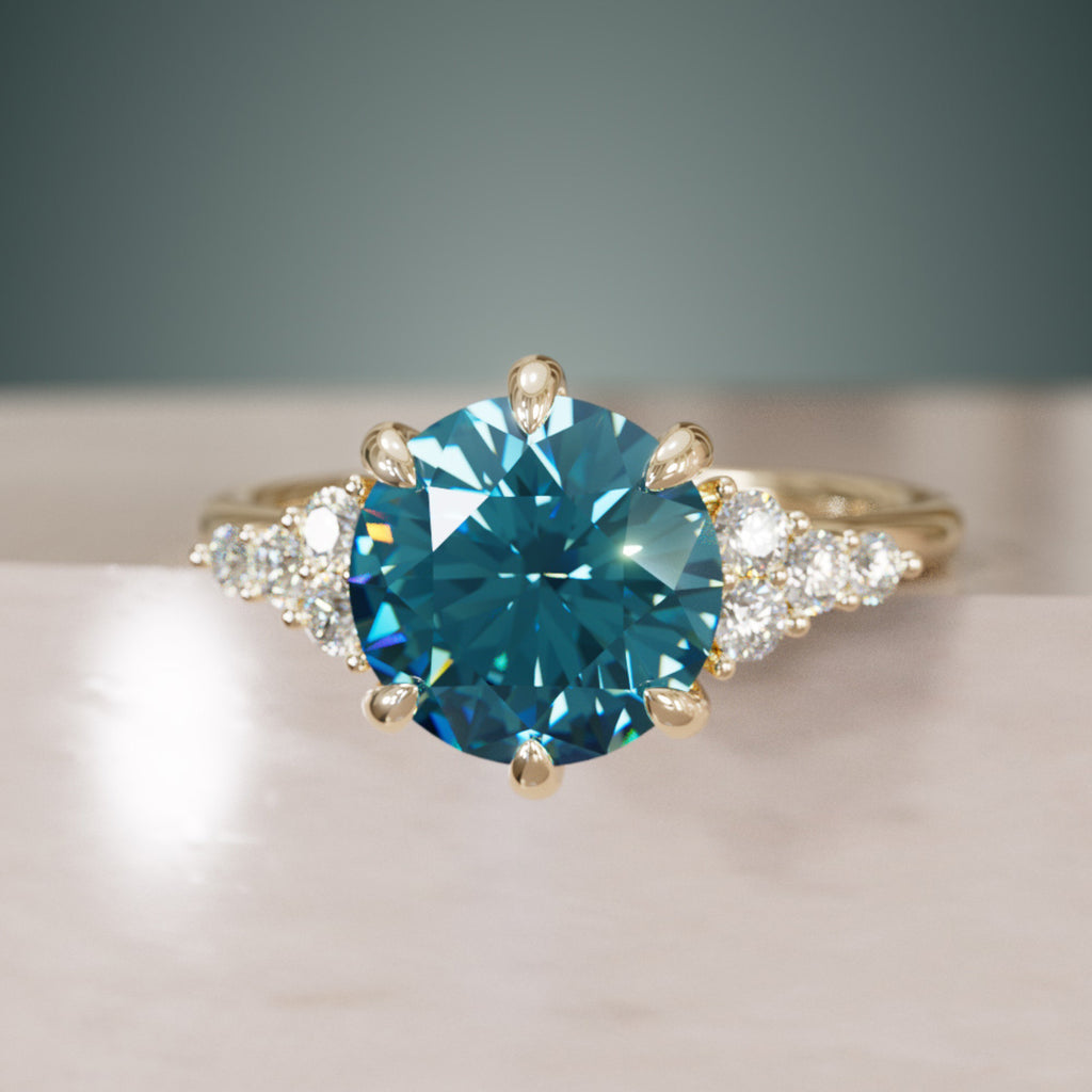 Celestial engagement ring Nature Inspired with Blue Sapphire By Valley Rose