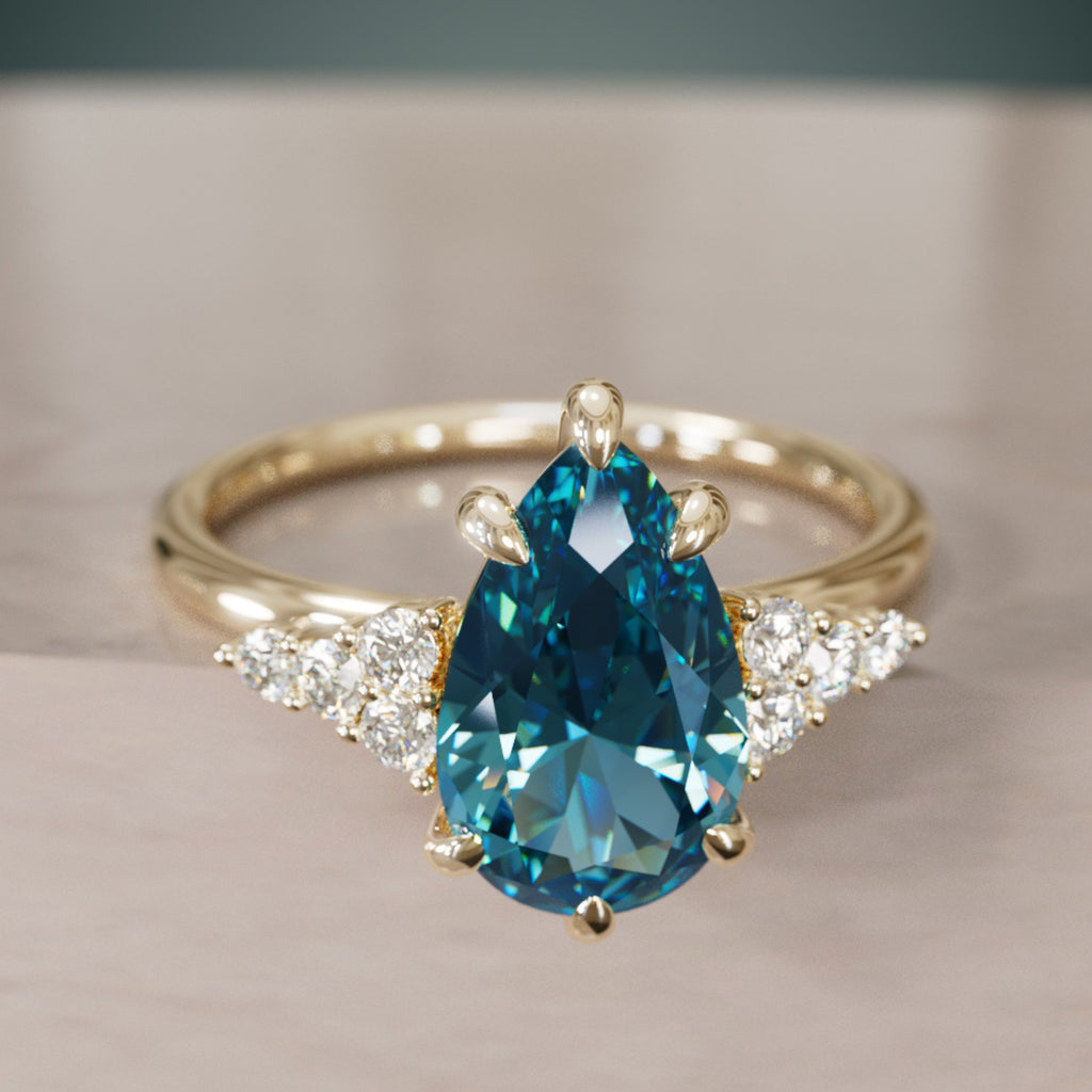 Celestial engagement ring Nature Inspired with Blue Sapphire By Valley Rose