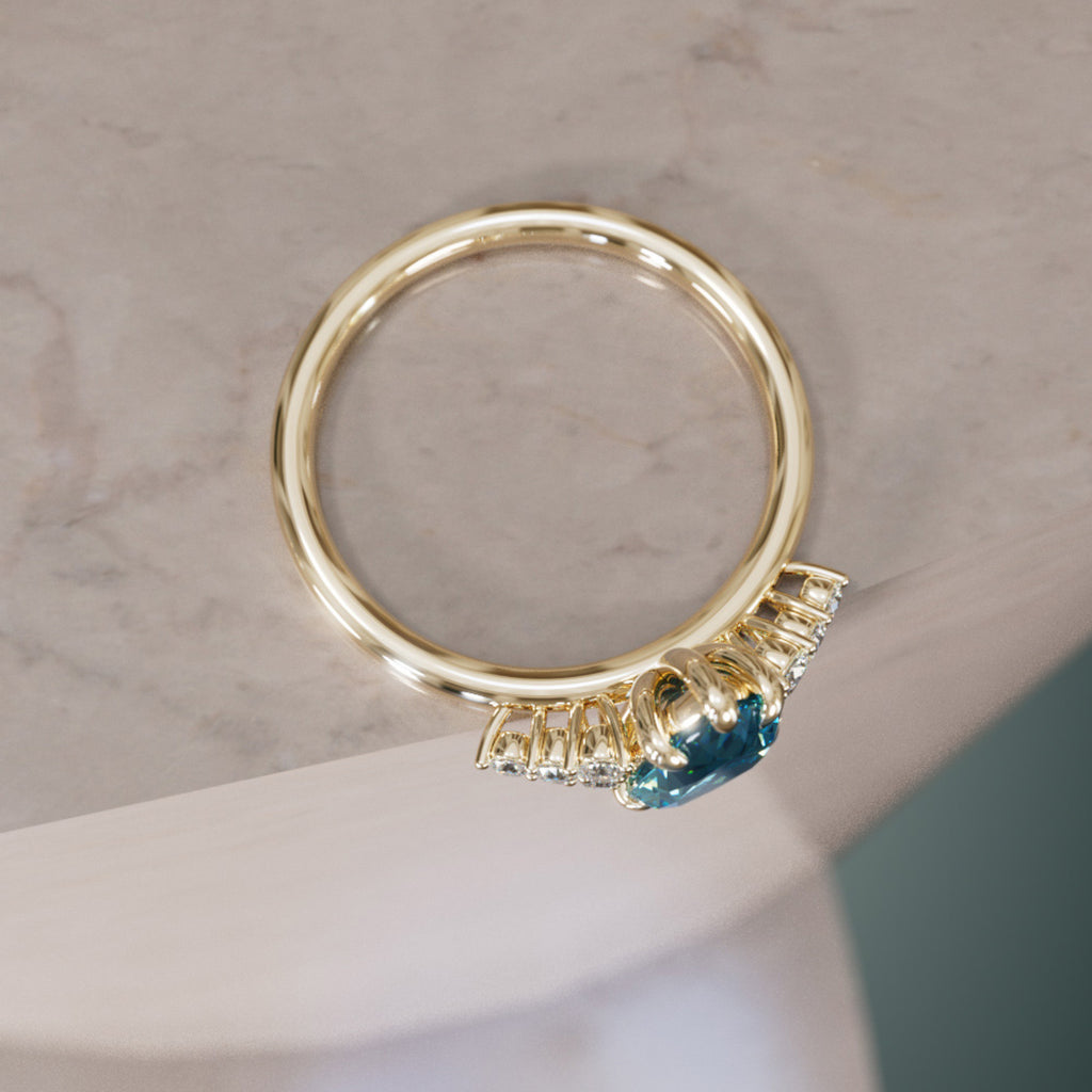 Celestial engagement ring Nature Inspired with Blue Sapphire By Valley Rose