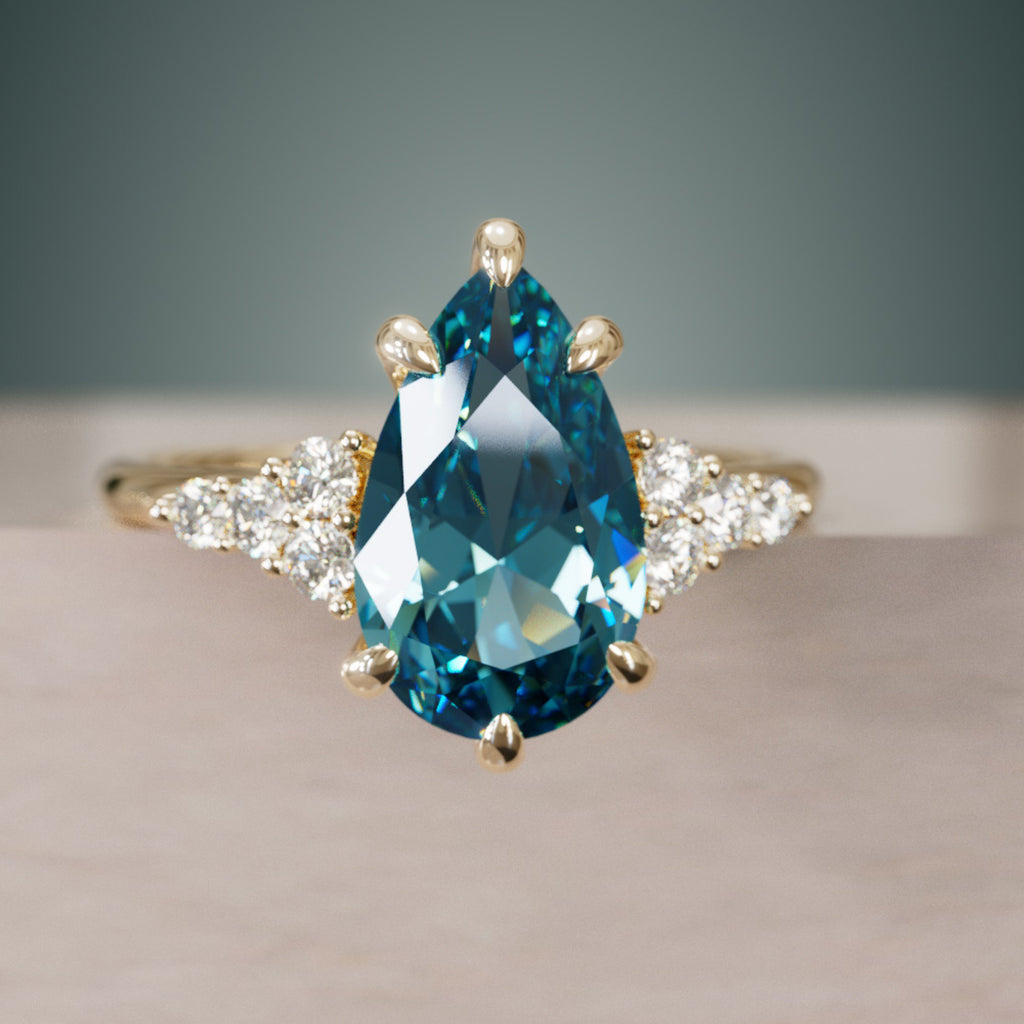 Celestial engagement ring Nature Inspired with Blue Sapphire By Valley Rose