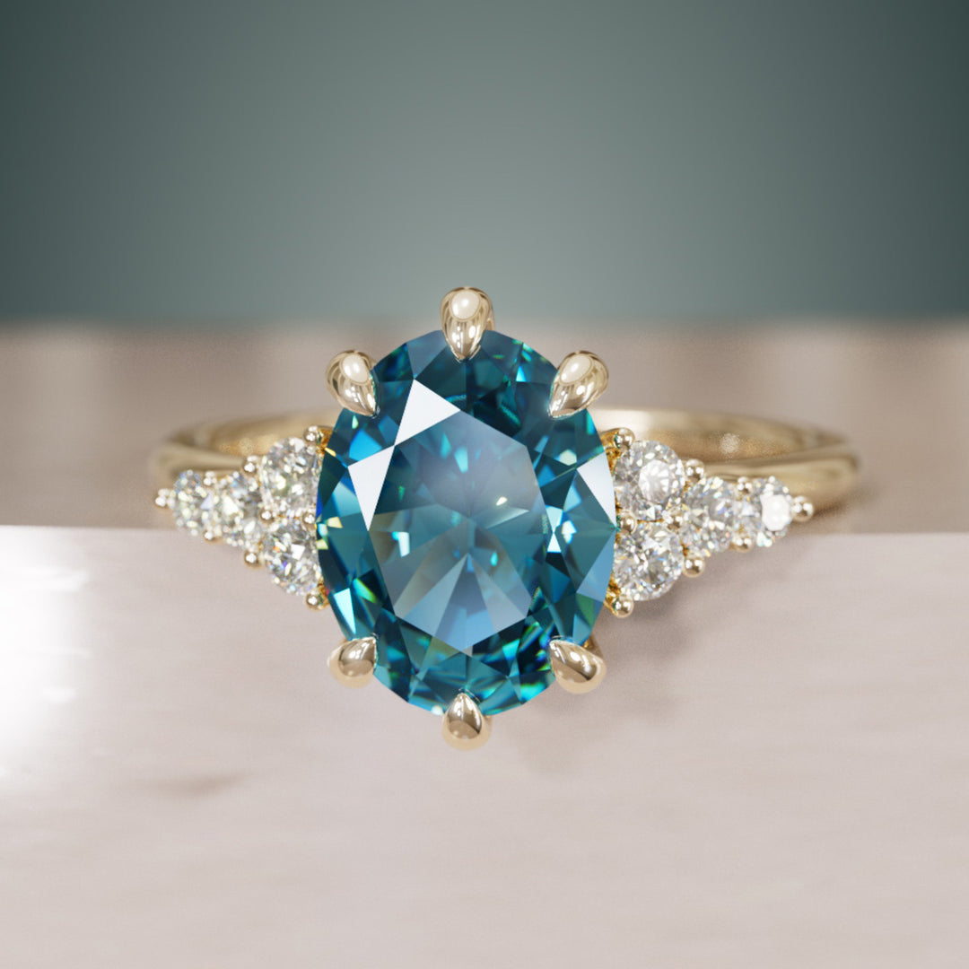 Celestial engagement ring Nature Inspired with Blue Sapphire By Valley Rose