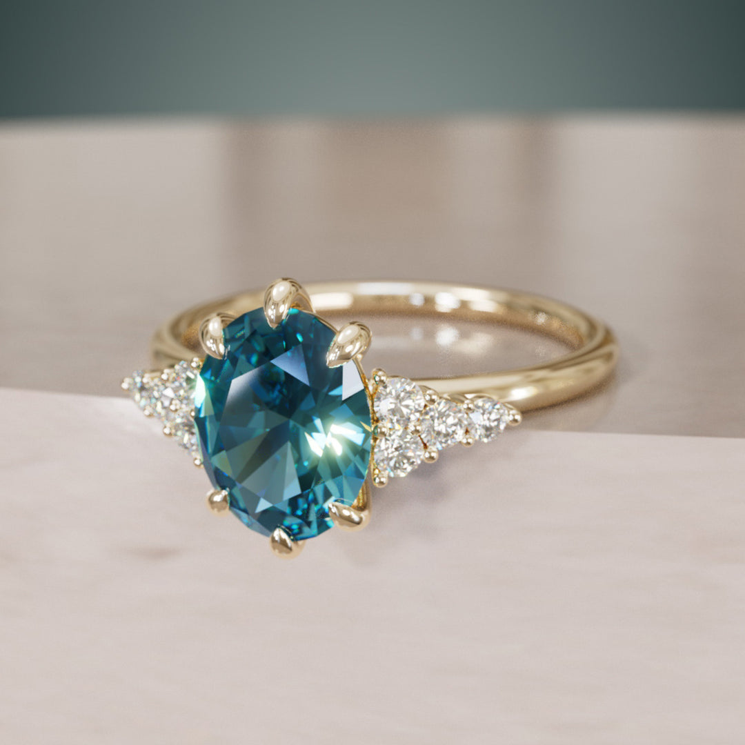 Celestial engagement ring Nature Inspired with Blue Sapphire By Valley Rose