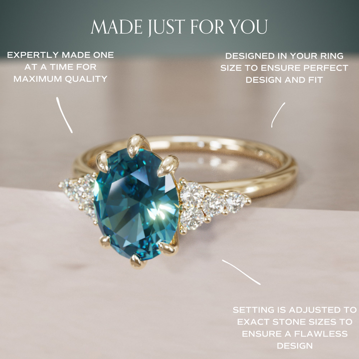 Celestial engagement ring Nature Inspired with Blue Sapphire By Valley Rose