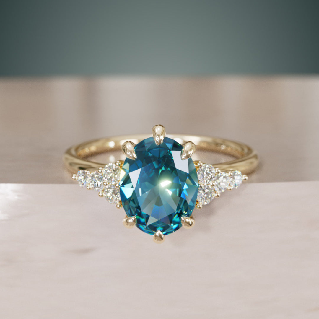 Celestial engagement ring Nature Inspired with Blue Sapphire By Valley Rose