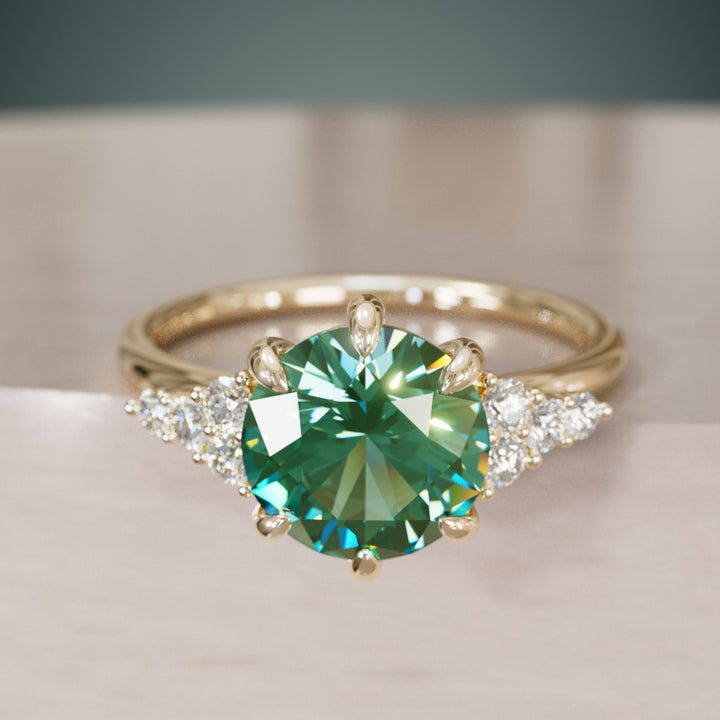 Celestial engagement ring Nature Inspired with Green Sapphire By Valley Rose