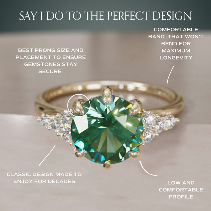 Celestial engagement ring Nature Inspired with Green Sapphire By Valley Rose